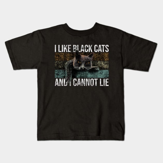 I Like Black Cats And I Cannot Lie Kids T-Shirt by Rishirt